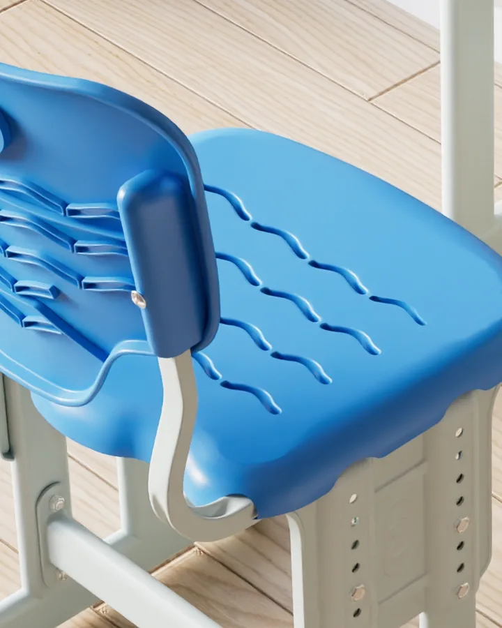 Ribbed seat shell with armrest
